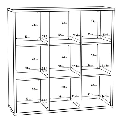 Mauro Large Wide 3x3 Bookcase in Sonoma Oak