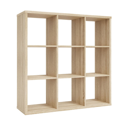 Mauro Large Wide 3x3 Bookcase in Sonoma Oak - Furniture One Shop