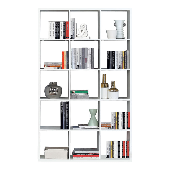 Mauro Tall Wide 3x5 Bookcase in Matt White