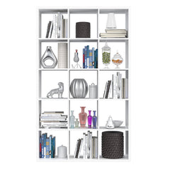 Mauro Tall Wide 3x5 Bookcase in Matt White - Furniture One Shop