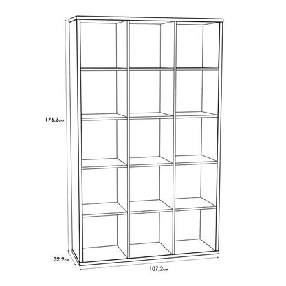 Mauro Tall Wide 3x5 Bookcase in Matt White