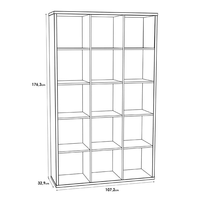 Mauro Tall Wide 3x5 Bookcase in Matt White