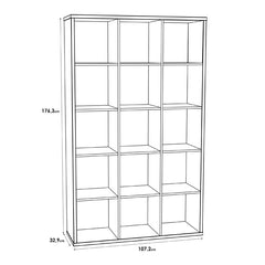 Mauro Tall Wide 3x5 Bookcase in Matt White - Furniture One Shop