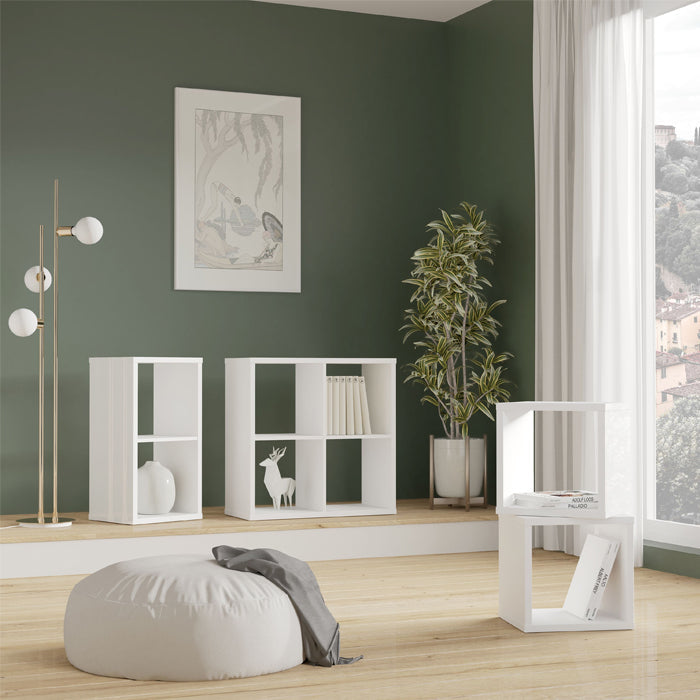 Mauro Medium Bookcase in White High Gloss