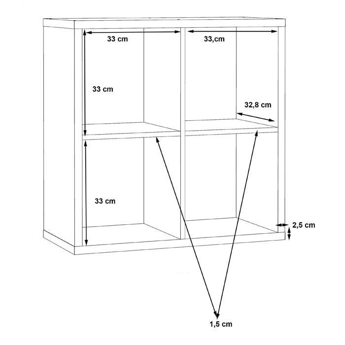 Mauro Medium Wide 2x2 Bookcase in Artisan Oak