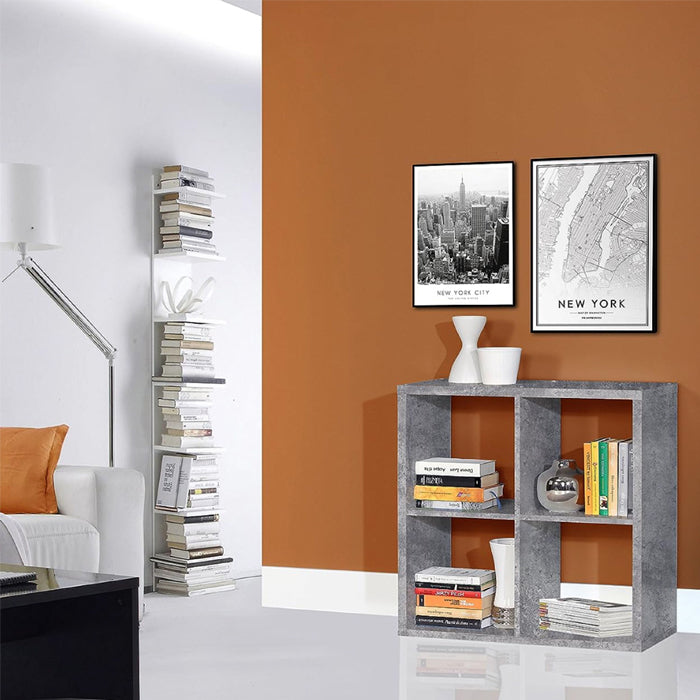 Mauro Medium Wide 2x2 Bookcase in Concrete Grey