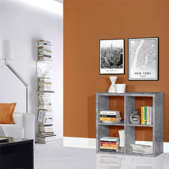 Mauro Medium Wide 2x2 Bookcase in Concrete Grey - Furniture One Shop