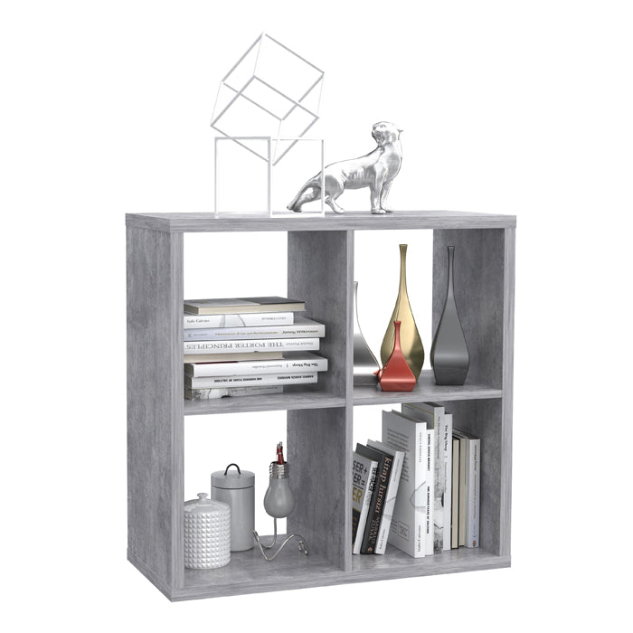 Mauro Medium Wide 2x2 Bookcase in Concrete Grey