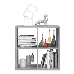 Mauro Medium Wide 2x2 Bookcase in Concrete Grey - Furniture One Shop