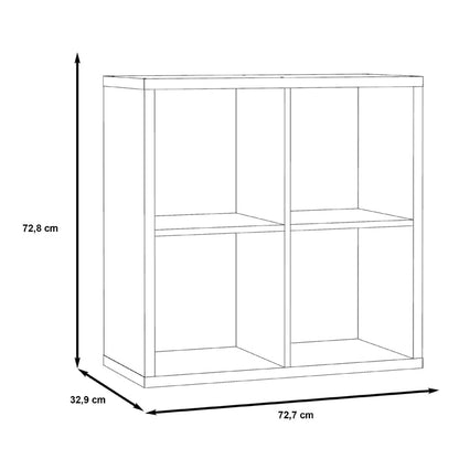 Mauro Medium Wide 2x2 Bookcase in Concrete Grey