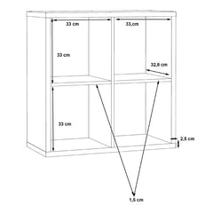 Mauro Medium Wide 2x2 Bookcase in Concrete Grey - Furniture One Shop