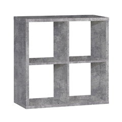 Mauro Medium Wide 2x2 Bookcase in Concrete Grey - Furniture One Shop