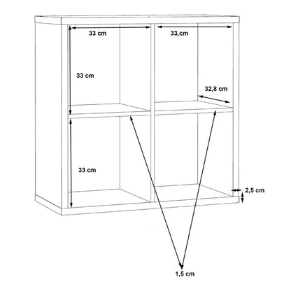 Mauro Medium Wide 2x2 Bookcase in Matt Black