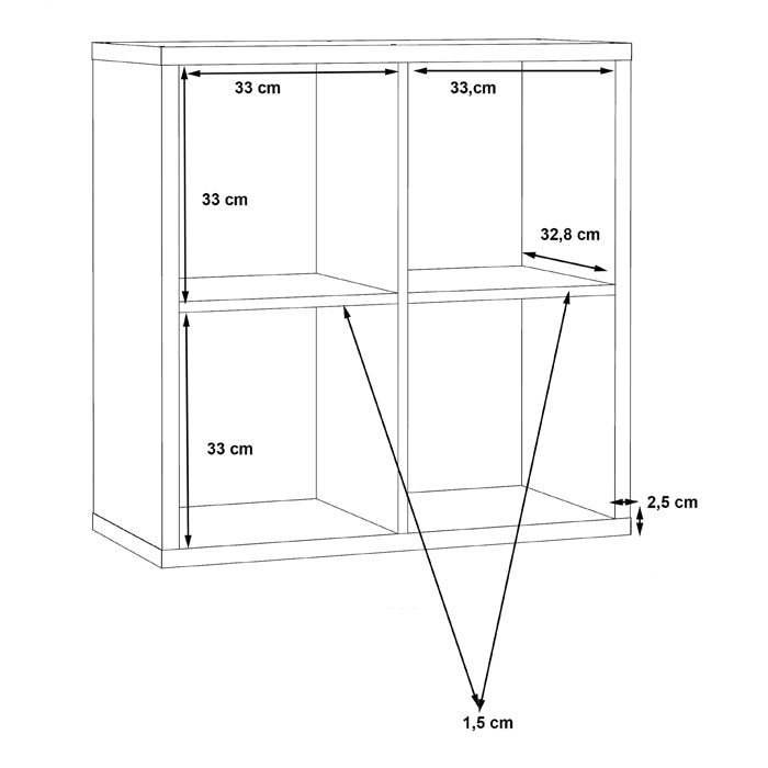 Mauro Medium Wide 2x2 Bookcase in Matt Black