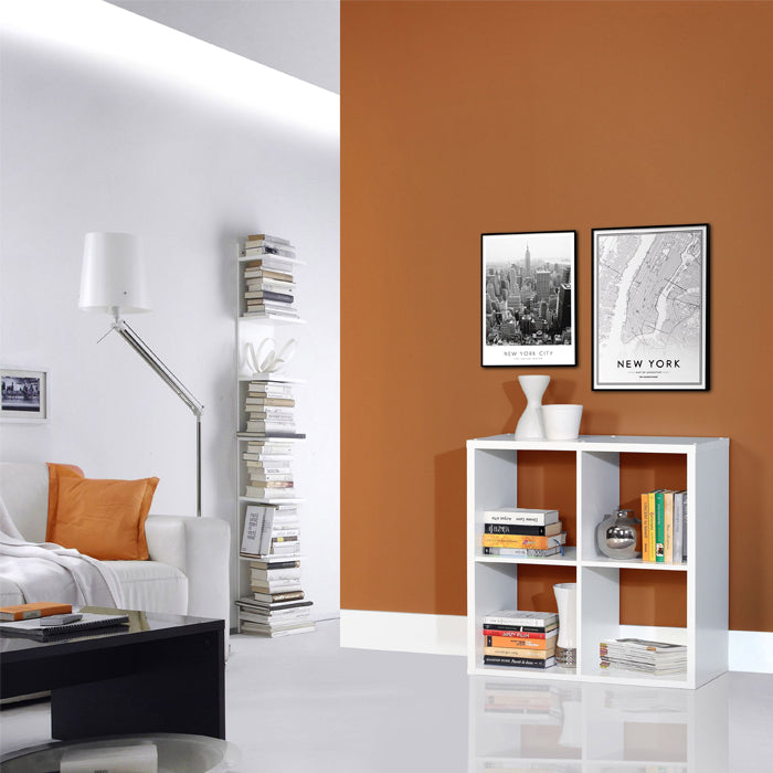 Mauro Medium Wide 2x2 Bookcase in Matt White - Furniture One Shop