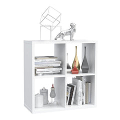 Mauro Medium Wide 2x2 Bookcase in Matt White - Furniture One Shop