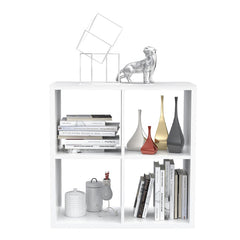 Mauro Medium Wide 2x2 Bookcase in Matt White - Furniture One Shop