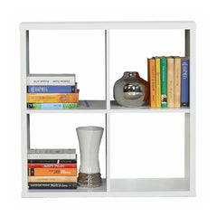 Mauro Medium Wide 2x2 Bookcase in Matt White - Furniture One Shop