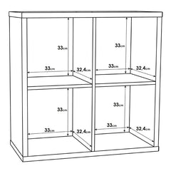 Mauro Medium Wide 2x2 Bookcase in Matt White - Furniture One Shop