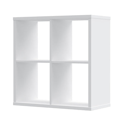 Mauro Medium Wide 2x2 Bookcase in White High Gloss