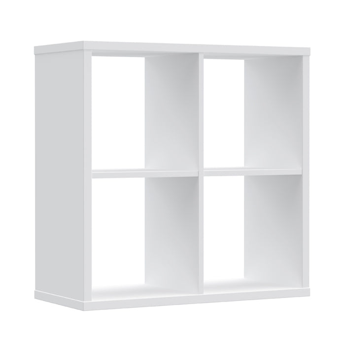 Mauro Medium Wide 2x2 Bookcase in White High Gloss