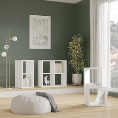 Mauro Small Bookcase in White High Gloss - Furniture One Shop
