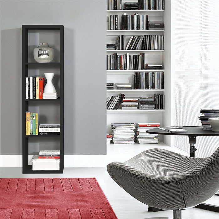 Mauro Tall Narrow Bookcase in Matt Black