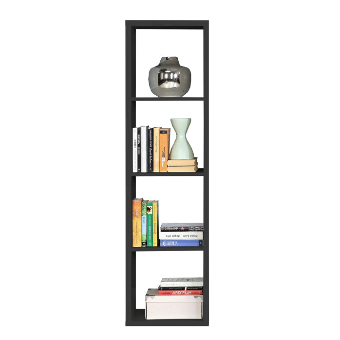 Mauro Tall Narrow Bookcase in Matt Black