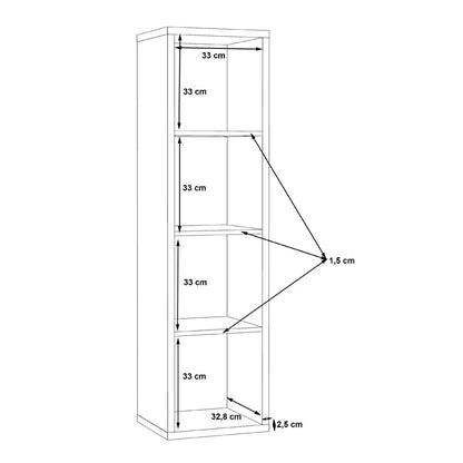 Mauro Tall Narrow Bookcase in Matt Black
