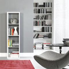 Mauro Tall Narrow Bookcase in Matt White - Furniture One Shop