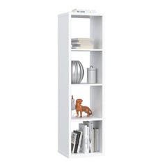 Mauro Tall Narrow Bookcase in Matt White - Furniture One Shop