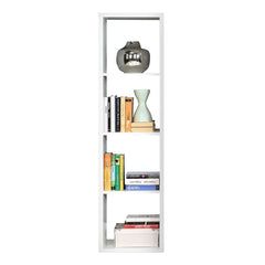 Mauro Tall Narrow Bookcase in Matt White - Furniture One Shop