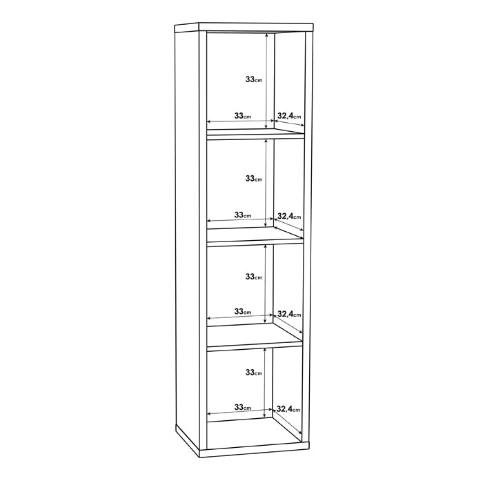 Mauro Tall Narrow Bookcase in Matt White