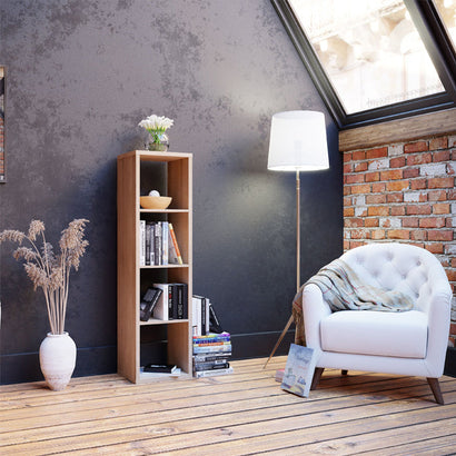 Mauro Tall Narrow Bookcase in Sonoma Oak - Furniture One Shop