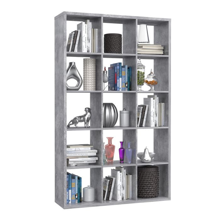 Mauro Tall Wide 3x5 Bookcase in Concrete Grey