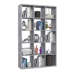 Mauro Tall Wide 3x5 Bookcase in Concrete Grey - Furniture One Shop