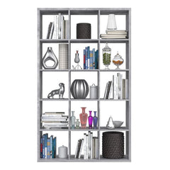 Mauro Tall Wide 3x5 Bookcase in Concrete Grey - Furniture One Shop