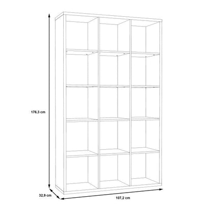 Mauro Tall Wide 3x5 Bookcase in Concrete Grey