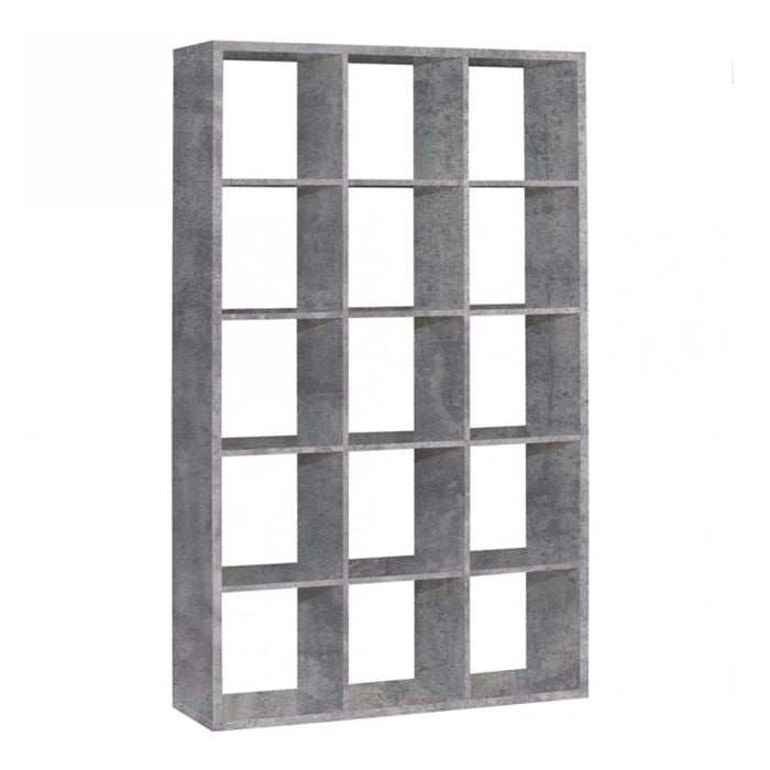 Mauro Tall Wide 3x5 Bookcase in Concrete Grey