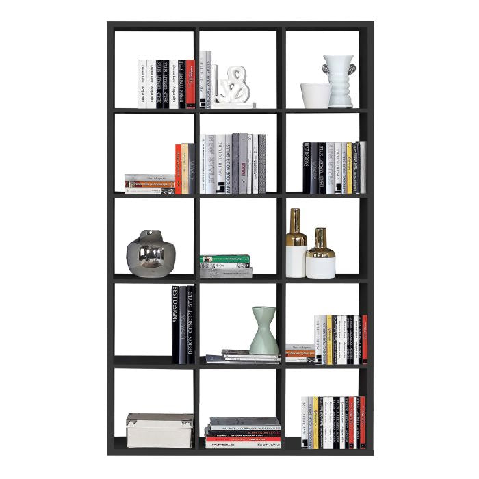 Mauro Tall Wide 3x5 Bookcase in Matt Black