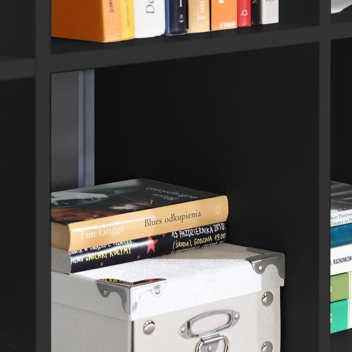 Mauro Tall Wide 3x5 Bookcase in Matt Black