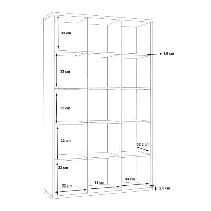 Mauro Tall Wide 3x5 Bookcase in Matt Black