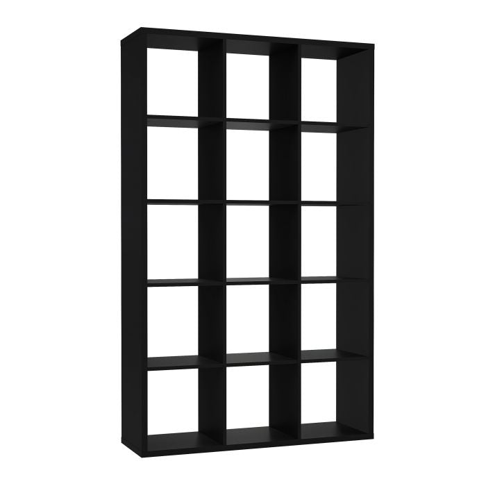 Mauro Tall Wide 3x5 Bookcase in Matt Black