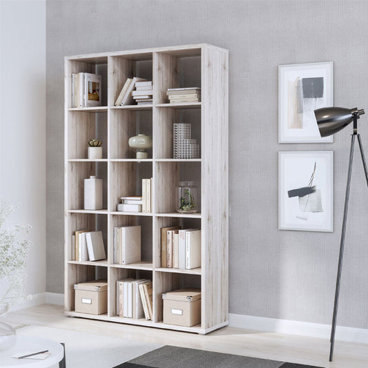 Mauro Tall Wide 3x5 Bookcase in Sand Oak