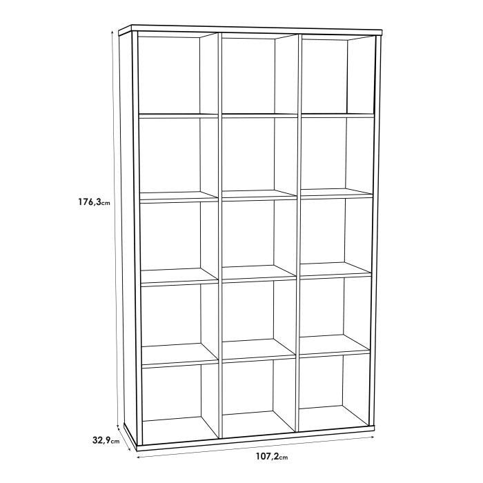 Mauro Tall Wide 3x5 Bookcase in Sand Oak