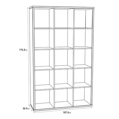 Mauro Tall Wide 3x5 Bookcase in Sand Oak