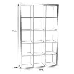 Mauro Tall Wide 3x5 Bookcase in Sand Oak - Furniture One Shop