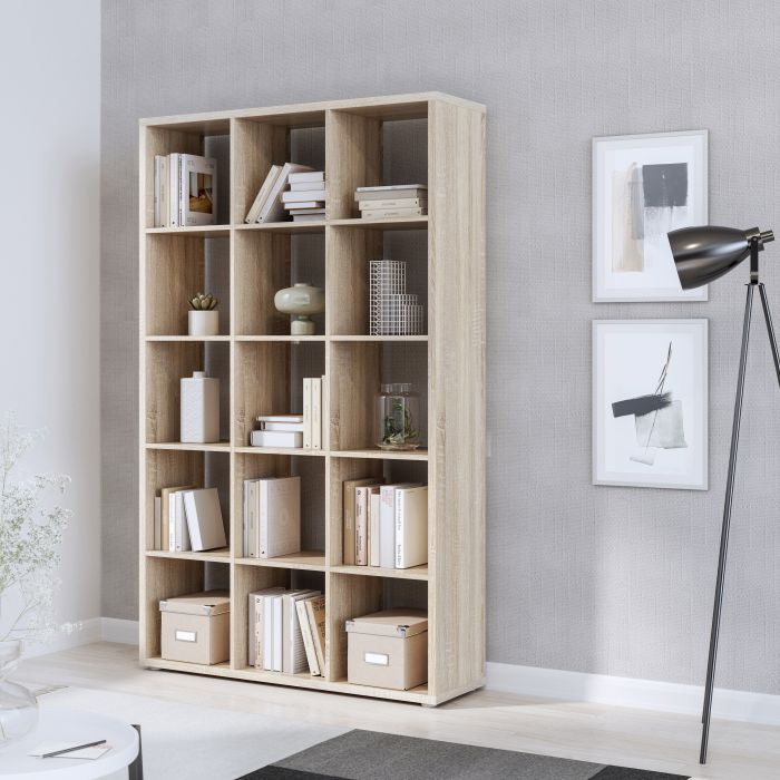 Mauro Tall Wide 3x5 Bookcase in Sonoma Oak