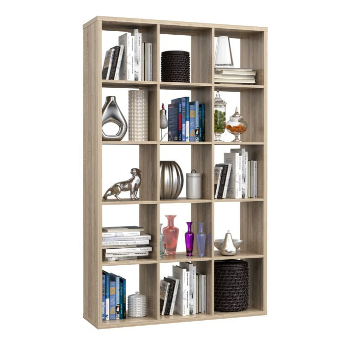 Mauro Tall Wide 3x5 Bookcase in Sonoma Oak