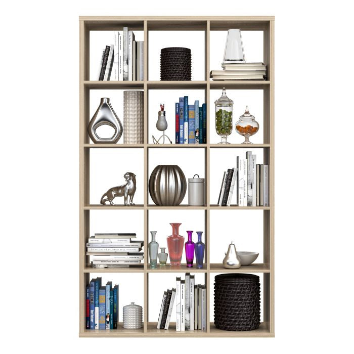Mauro Tall Wide 3x5 Bookcase in Sonoma Oak